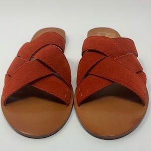 Frye Womens Carla Criss Cross Red Slide Sandals 6